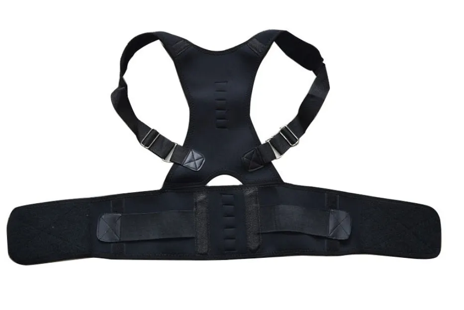 Adjustable magnet posture corrector belt in beige with corset back design on neutral background