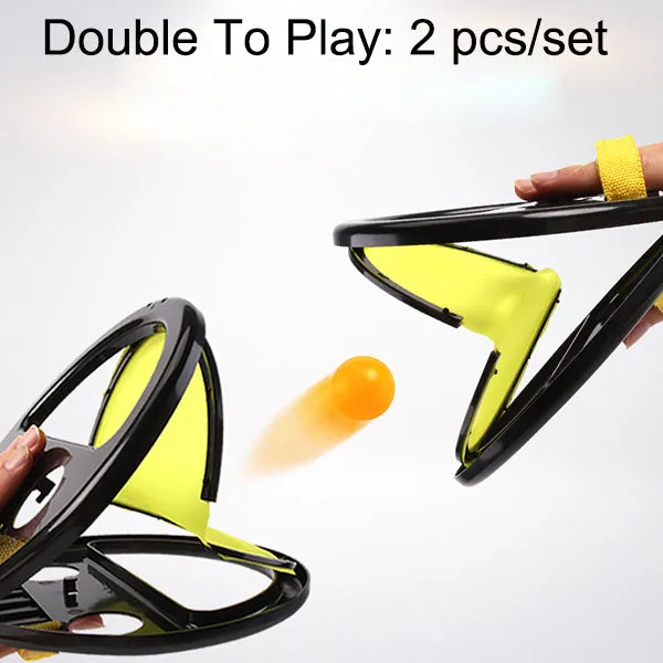 Yellow ABS hand catching ball racket with 20cm diameter surface for parent-child outdoor fitness play