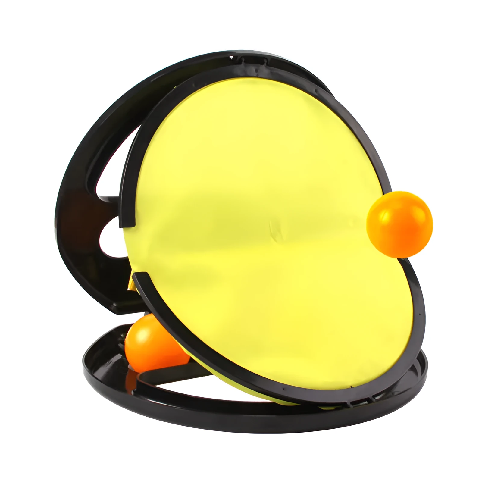 Yellow ABS hand catching ball racket with 20cm diameter surface for parent-child outdoor fitness play