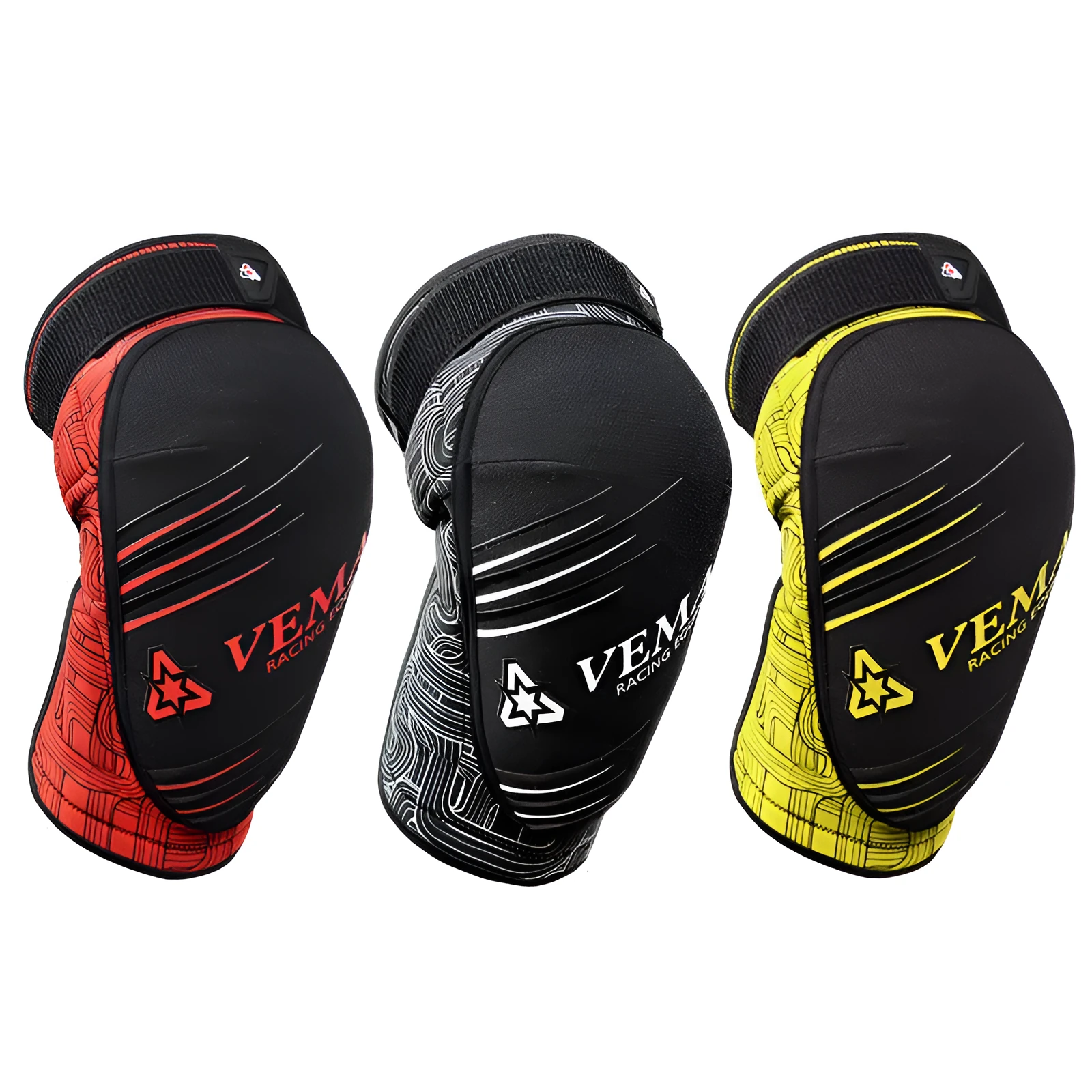 Cycling sports motorbike protection knee pads in black polyester fibre for adult use