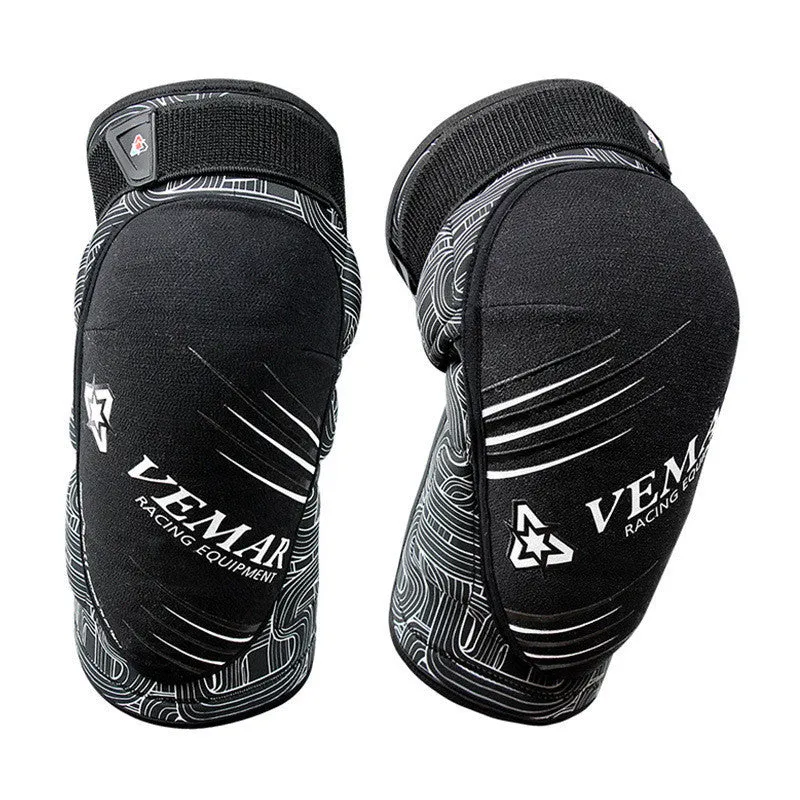 Cycling sports motorbike protection knee pads in black polyester fibre for adult use