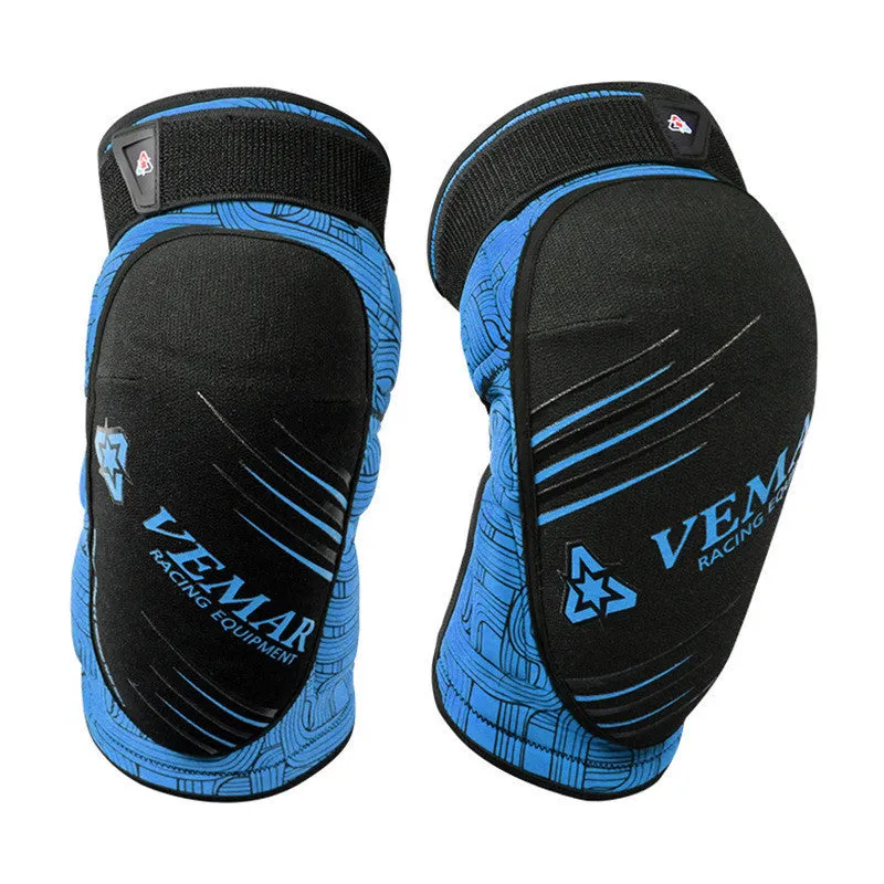 Cycling sports motorbike protection knee pads in black polyester fibre for adult use