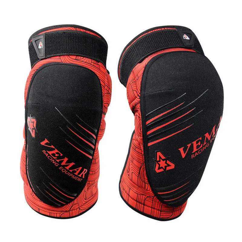 Cycling sports motorbike protection knee pads in black polyester fibre for adult use