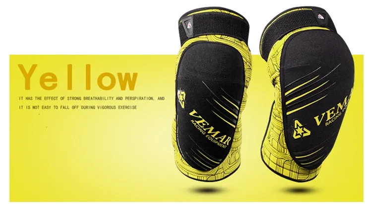 Cycling sports motorbike protection knee pads in black polyester fibre for adult use
