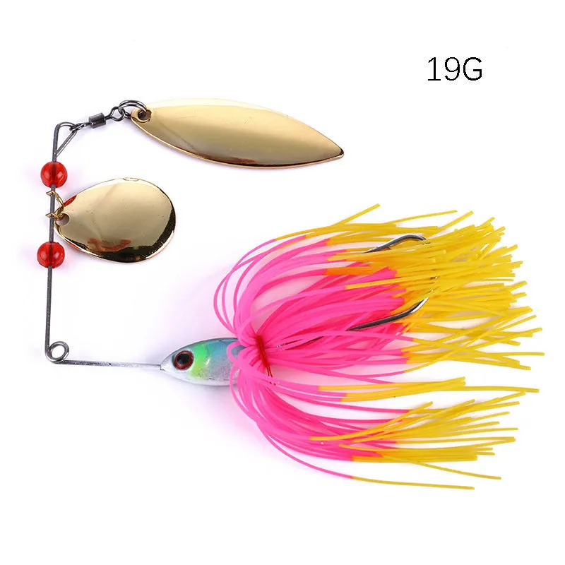 Composite rotating sequin beard bait with metal body, 3D eyes, and rotating sequin in four colour styles