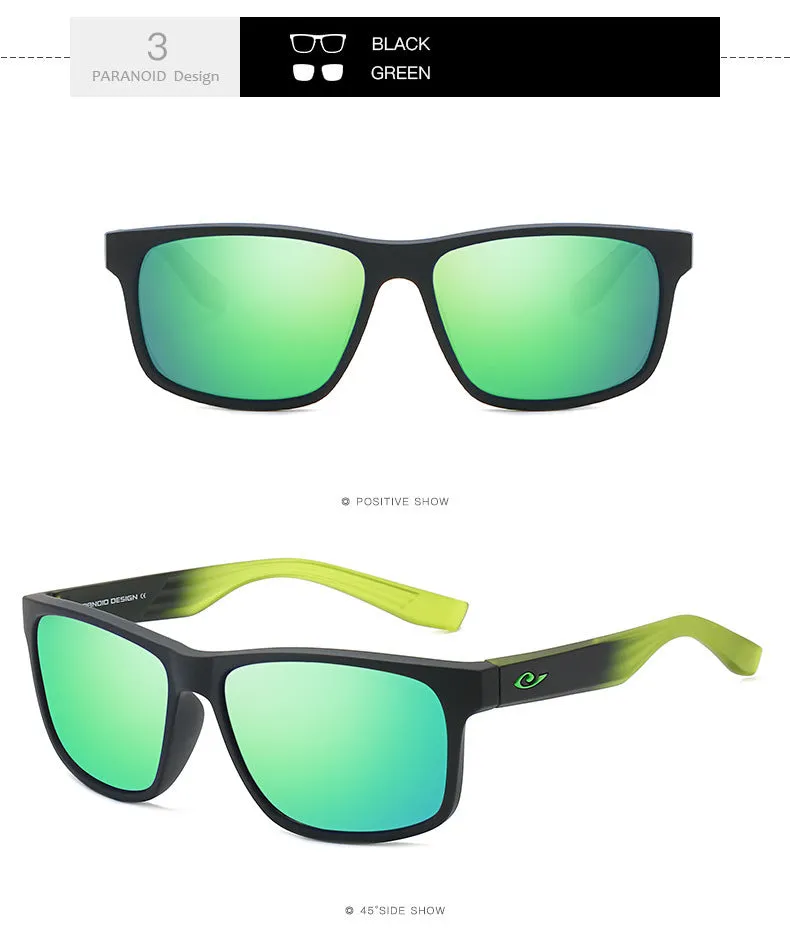 Men's sports polarised sunglasses with black PC frame and black lenses UV400 protection