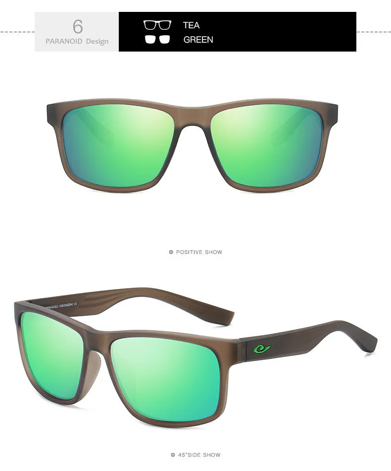 Men's sports polarised sunglasses with black PC frame and black lenses UV400 protection