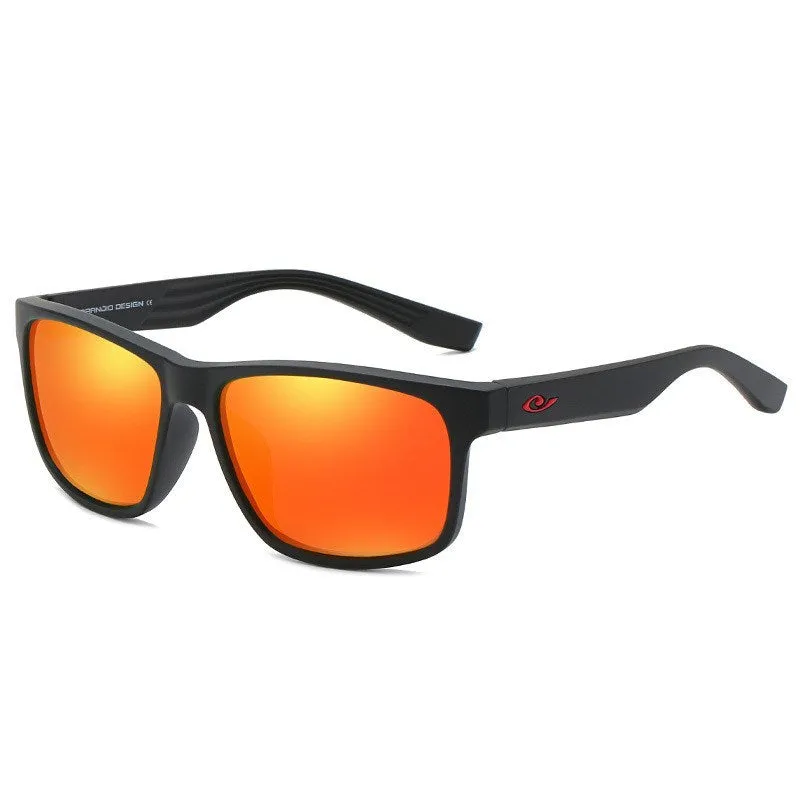 Men's sports polarised sunglasses with black PC frame and black lenses UV400 protection