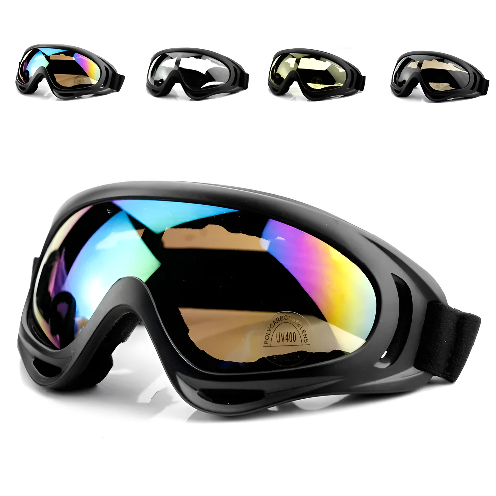 X400 motorcycle windshield sand goggles with PC lens and ventilation system in transparent colour