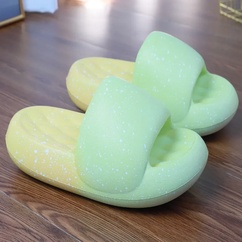 Women's mute toe ring slippers in starry sky colourway with thickened EVA sole and 5cm heel