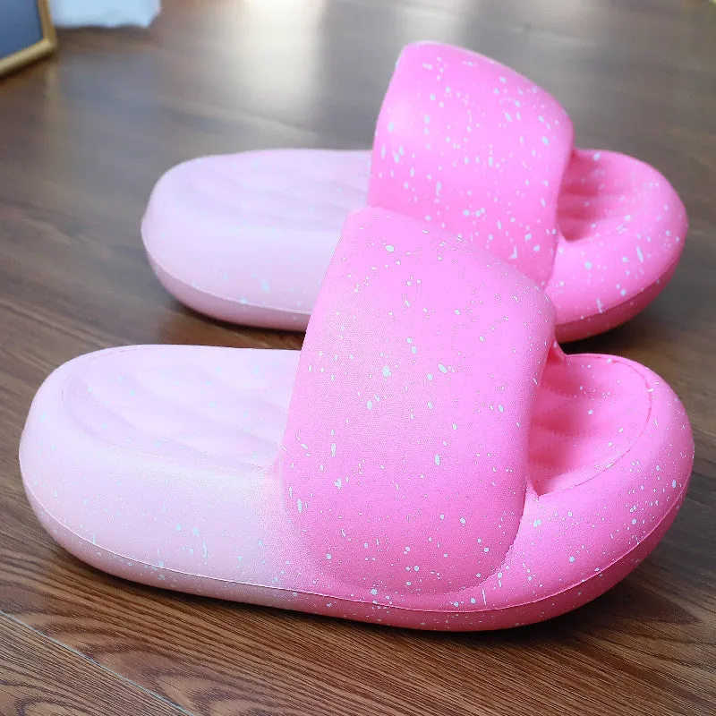 Women's mute toe ring slippers in starry sky colourway with thickened EVA sole and 5cm heel