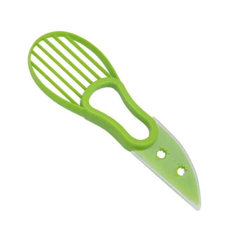 Multifunctional avocado knife in green and orange colours made of polypropylene