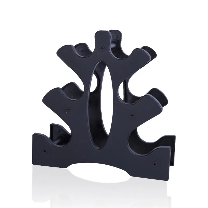 Dumbbell bracket wall mount with triangle and leaf shapes, 12x11 inches, for pairs of dumbbells up to 10 pounds.