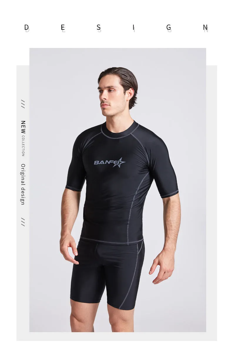 Men's quick-dry half sleeve nylon swimsuit for swimming and wading activities