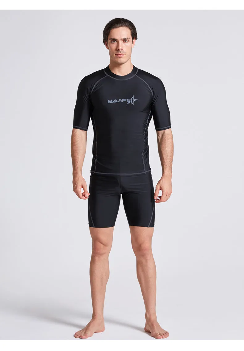 Men's quick-dry half sleeve nylon swimsuit for swimming and wading activities