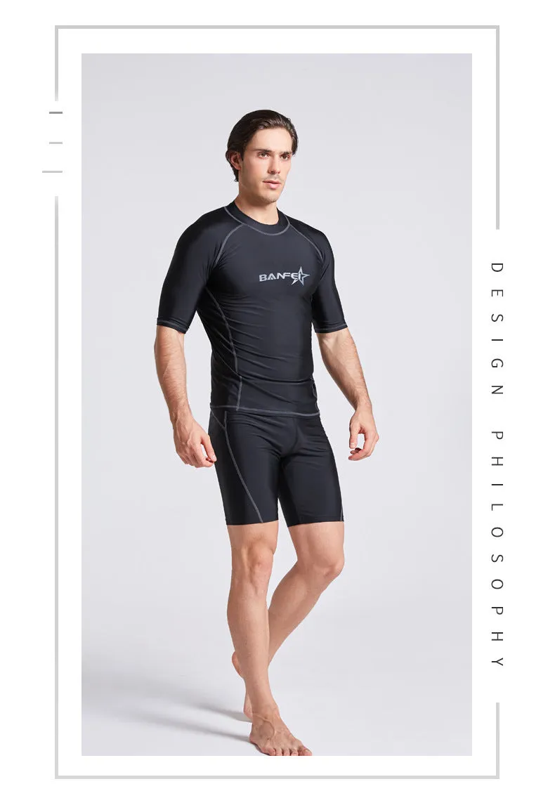 Men's quick-dry half sleeve nylon swimsuit for swimming and wading activities