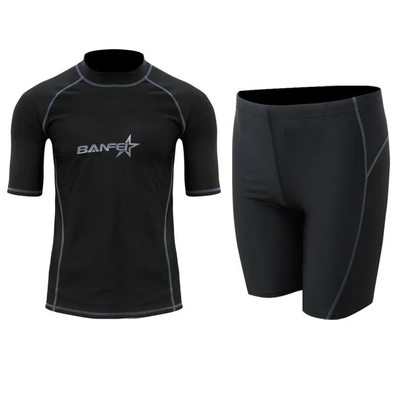 Men's quick-dry half sleeve nylon swimsuit for swimming and wading activities