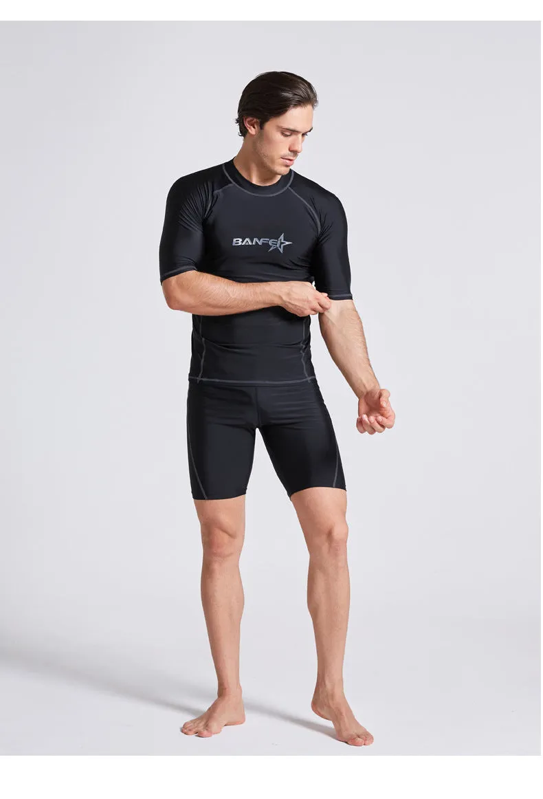 Men's quick-dry half sleeve nylon swimsuit for swimming and wading activities