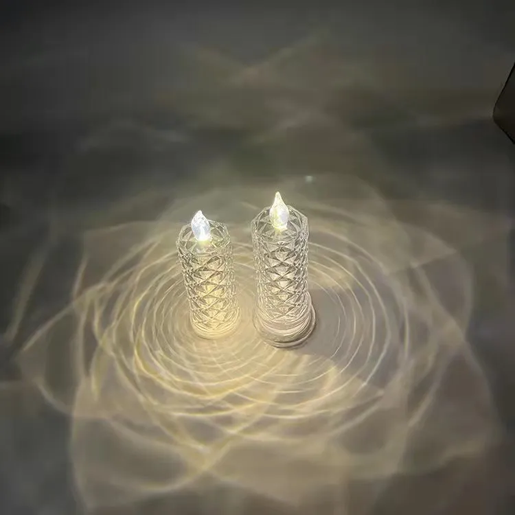 Rose pattern refraction LED electronic candle light in red, PVC construction, available in large and small sizes