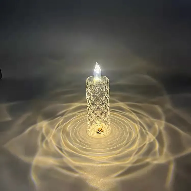 Rose pattern refraction LED electronic candle light in red, PVC construction, available in large and small sizes