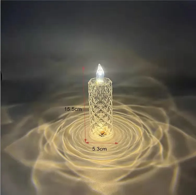 Rose pattern refraction LED electronic candle light in red, PVC construction, available in large and small sizes