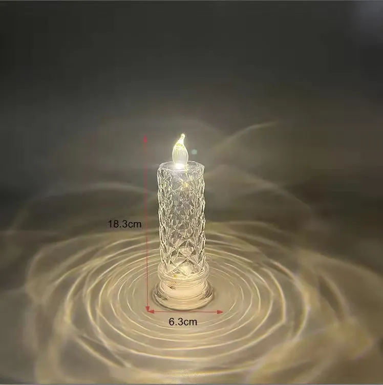 Rose pattern refraction LED electronic candle light in red, PVC construction, available in large and small sizes