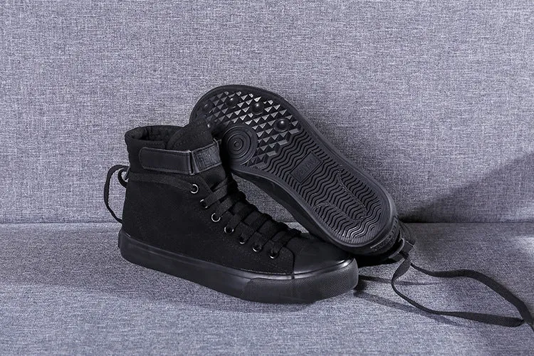 Women's lace up plimsoll canvas shoes casual flat sneakers black white