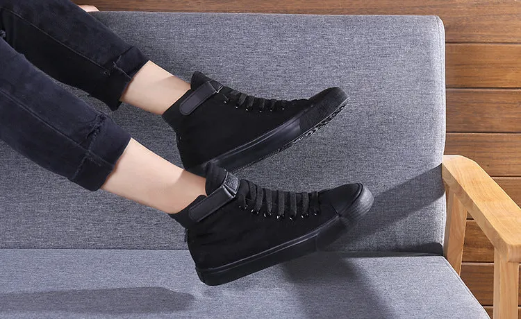 Women's lace up plimsoll canvas shoes casual flat sneakers black white