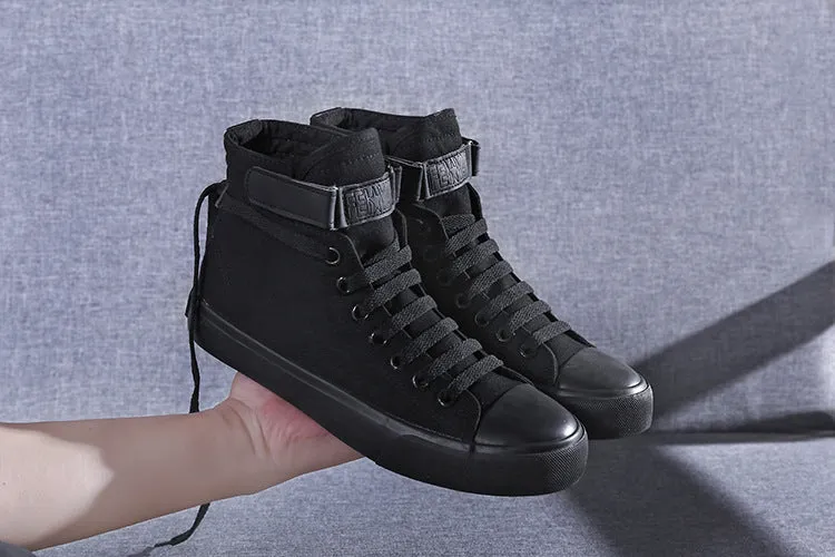Women's lace up plimsoll canvas shoes casual flat sneakers black white