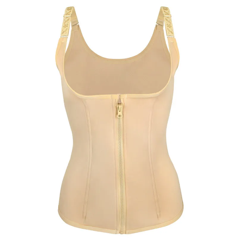Adjustable zipper waist shaper and trimmer in black for women tummy control