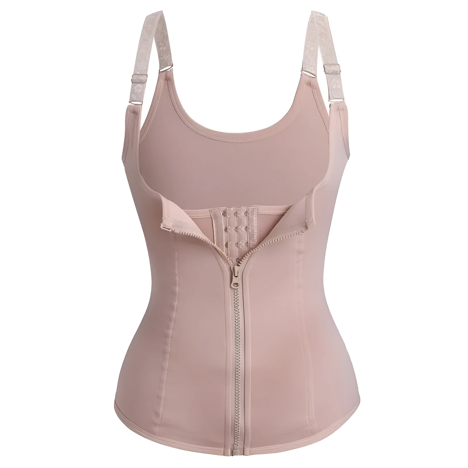 Adjustable zipper waist shaper and trimmer in black for women tummy control
