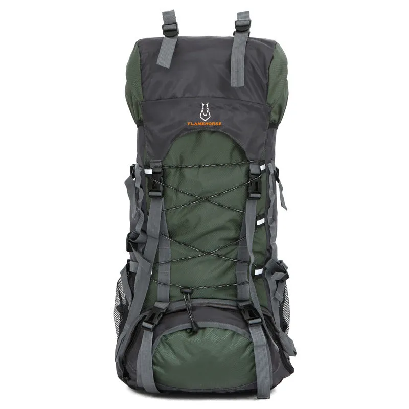 60L unisex outdoor backpack in ArmyGreen with waterproof and anti-theft features