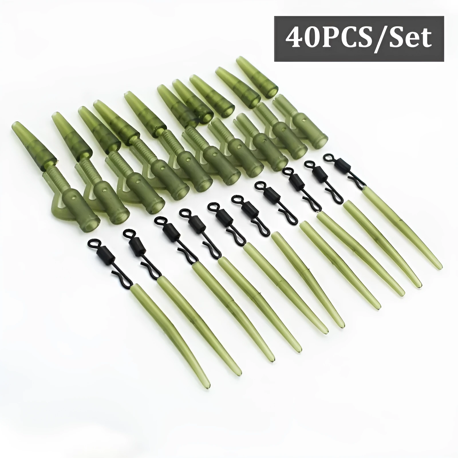 Carp fishing gear accessories 40-piece set in grass green colour made from ABS alloy copper