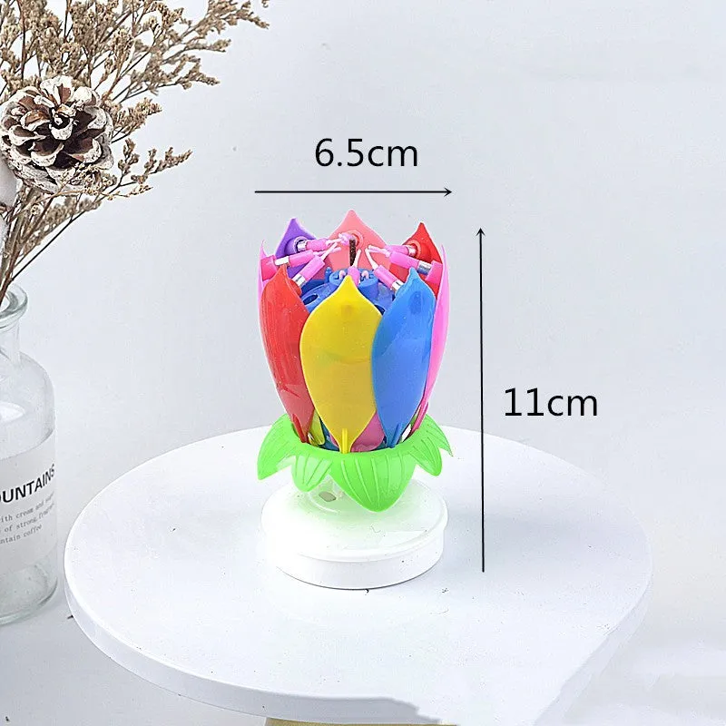 Lotus music birthday candle with rotating flower shape in pink colour