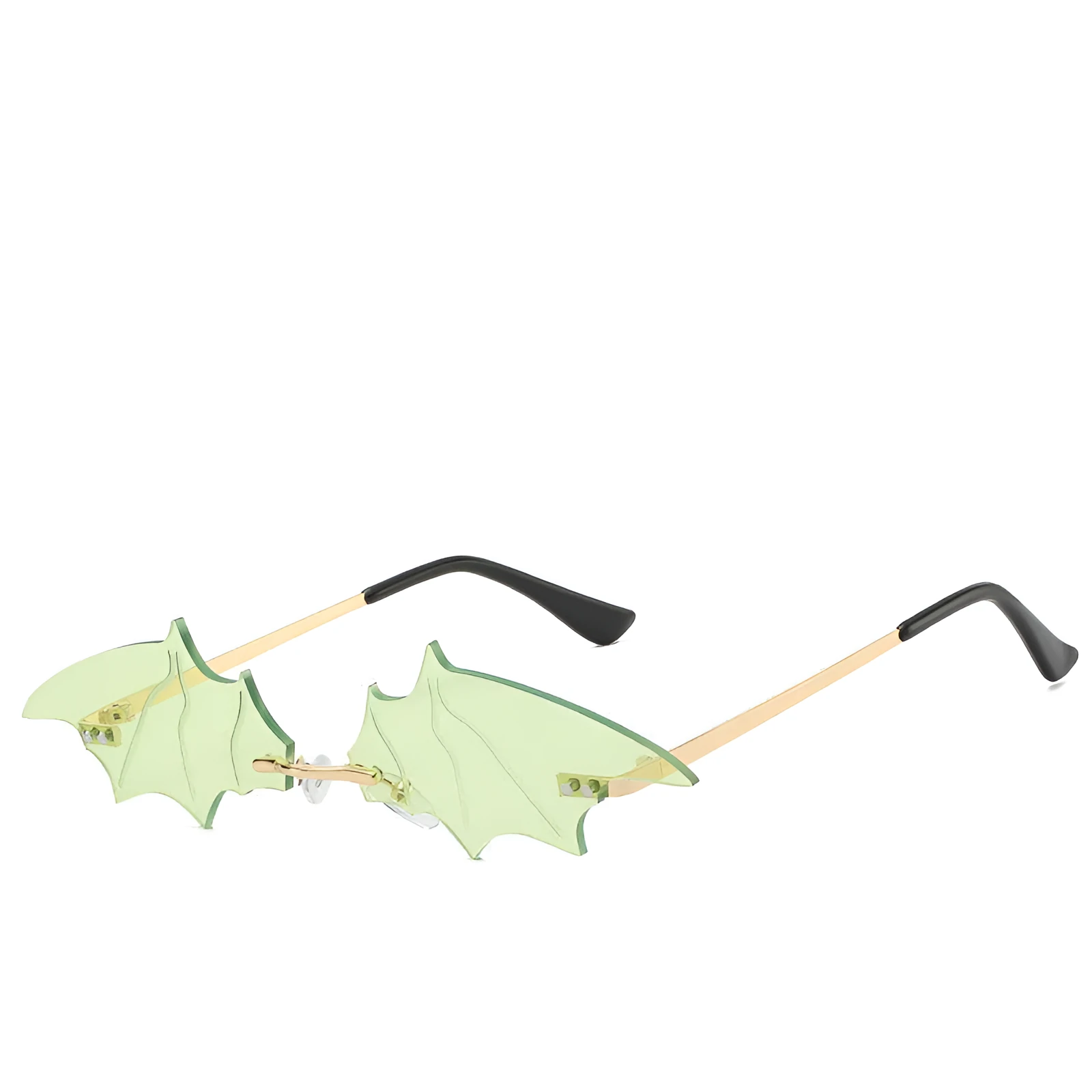 Bat-shaped square frame sunglasses with PC lenses in black colour, lightweight 16-20g