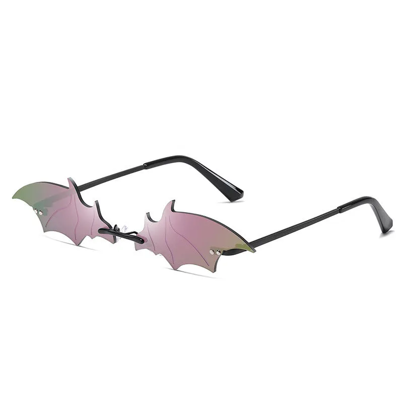 Bat-shaped square frame sunglasses with PC lenses in black colour, lightweight 16-20g