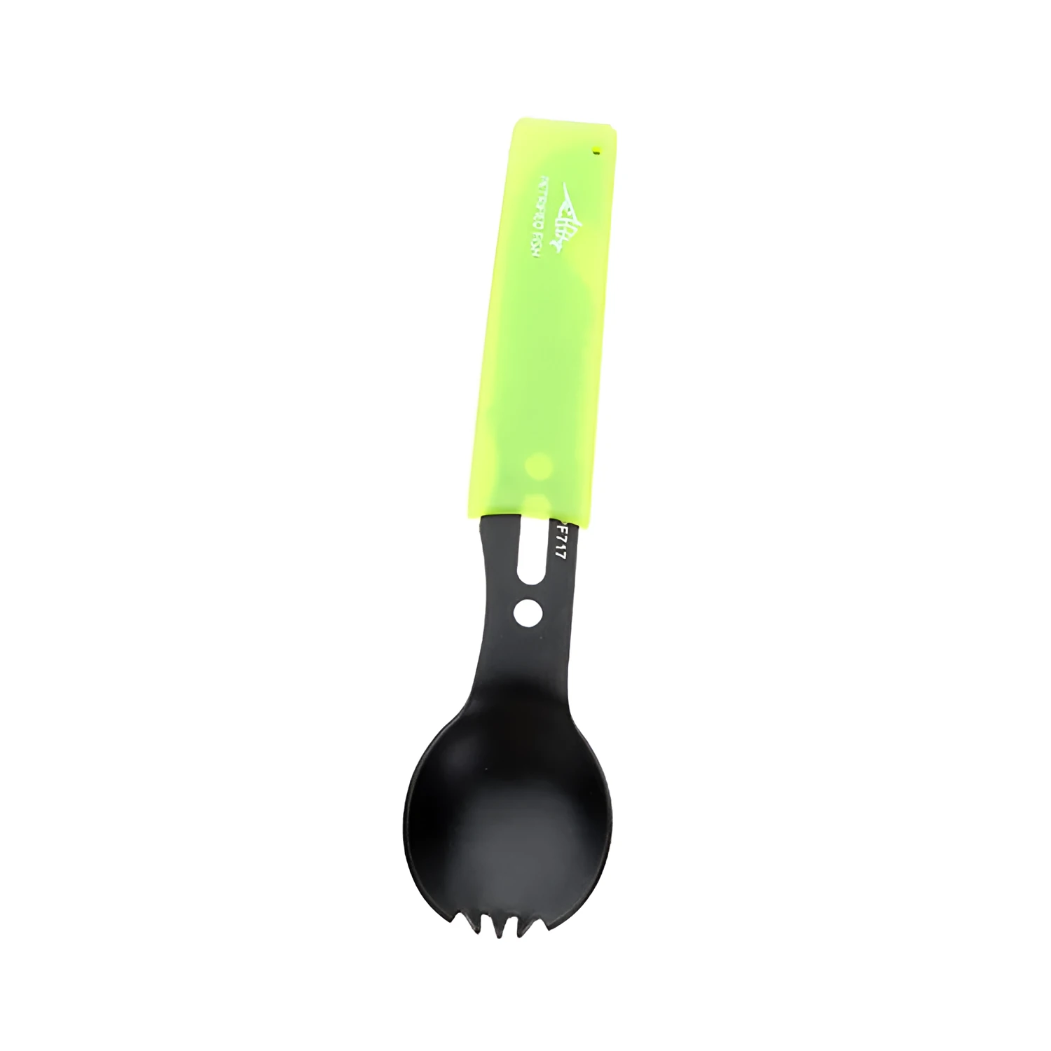 Outdoor spoon fork knife set with whistle camping tool 15.7cm stainless steel black silver