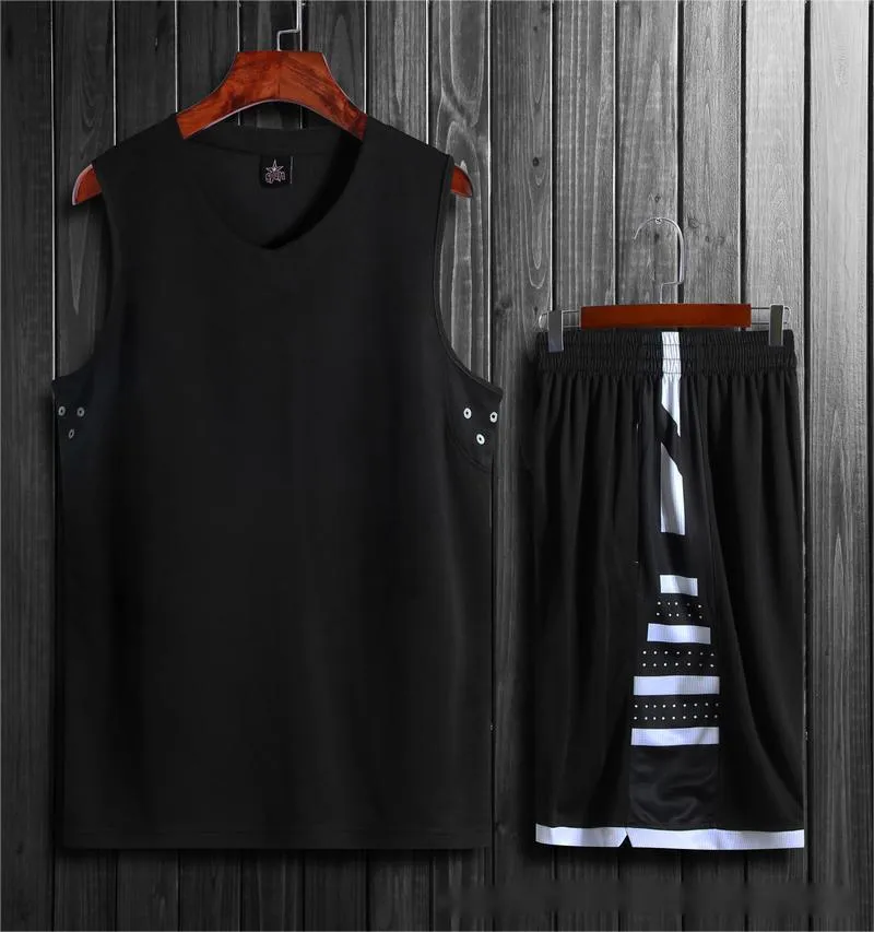 Black and white basketball training sports vest set with trousers for student campus competitions