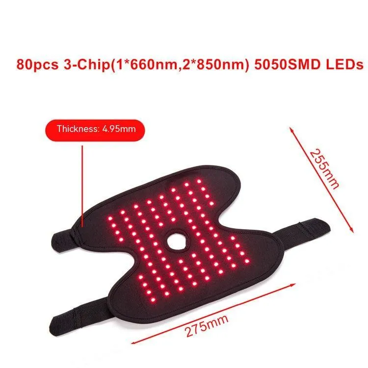 Black physical therapy ankle support with red light heat compress and USB cable