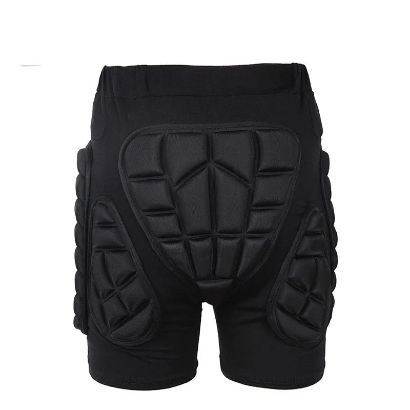 SULAITE black roller skating hip protection pants with sponge padding, front view