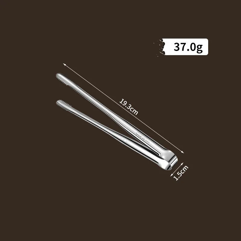 Stainless steel barbecue clamp in modern simple design on a table, showing the three size options small medium large