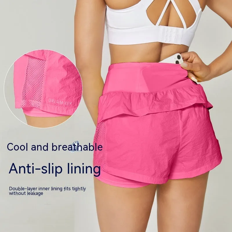 Women's loose cotton blend sports shorts in five colours with quick-dry function