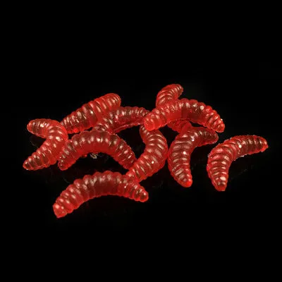 Mealworm bionic lure soft silicone fishing bait in green colour with realistic segmented body