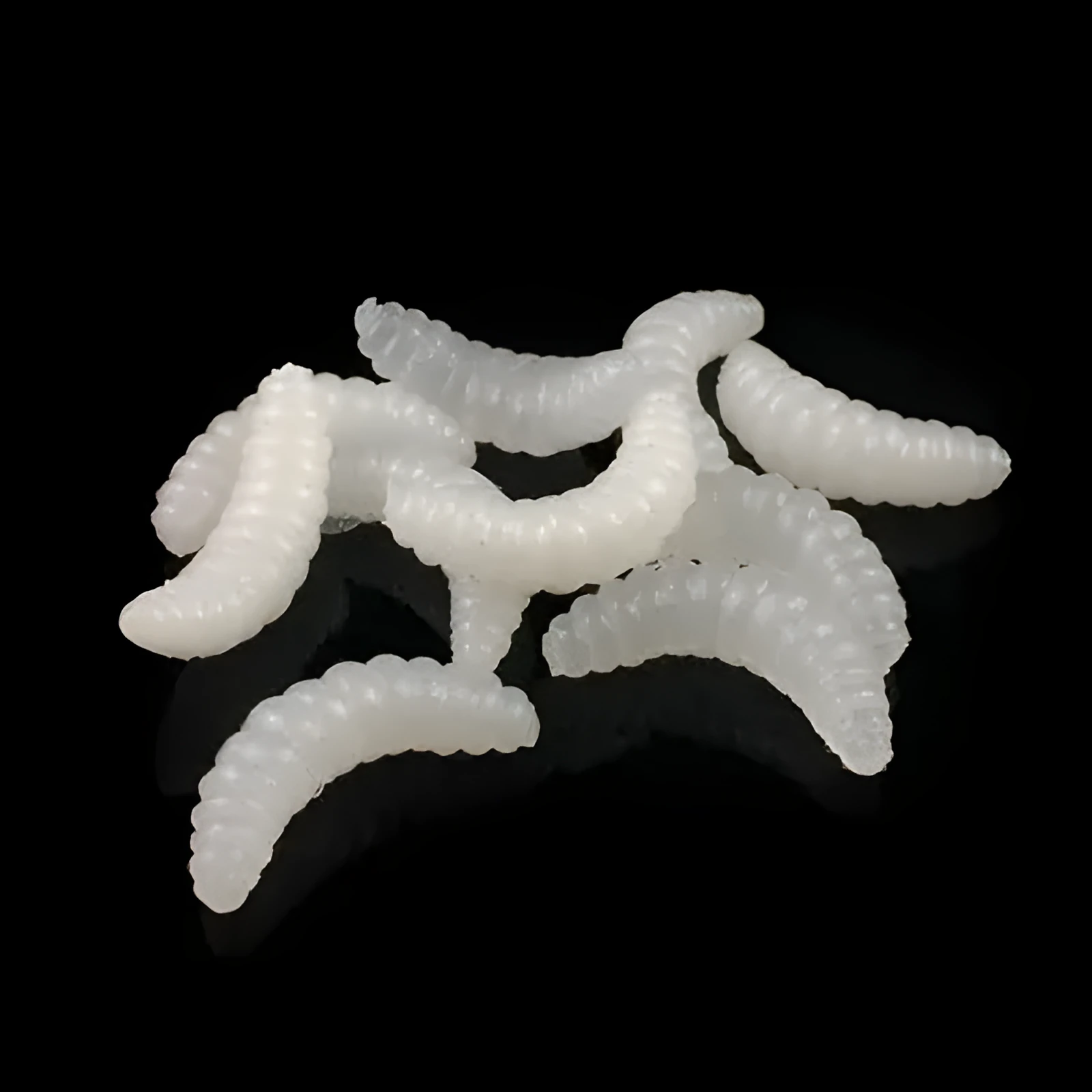 Mealworm bionic lure soft silicone fishing bait in green colour with realistic segmented body