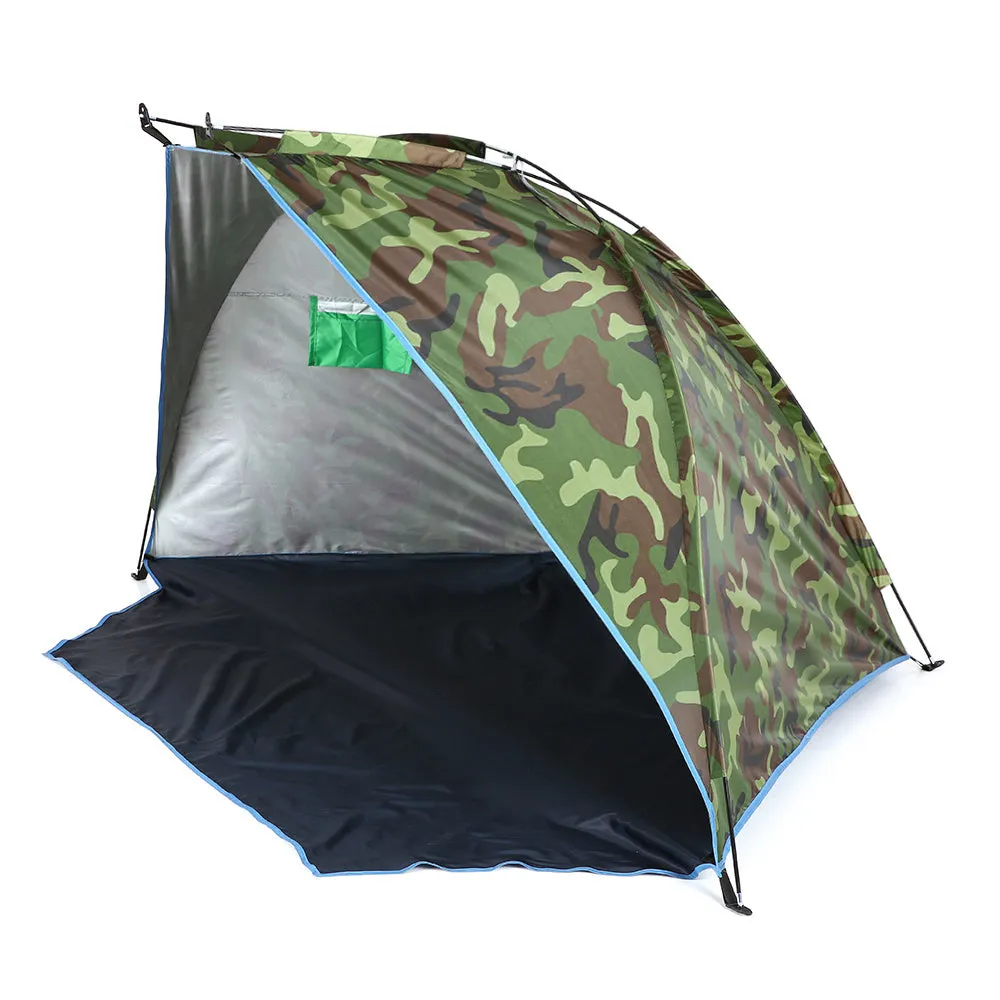Green single-layer Oxford cloth fishing beach tent with fibreglass poles, 220 x 120 x 120 cm, for two persons