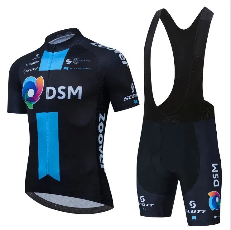 Breathable mesh cycling suit set for men and women, top and trousers, plain pattern, summer activewear