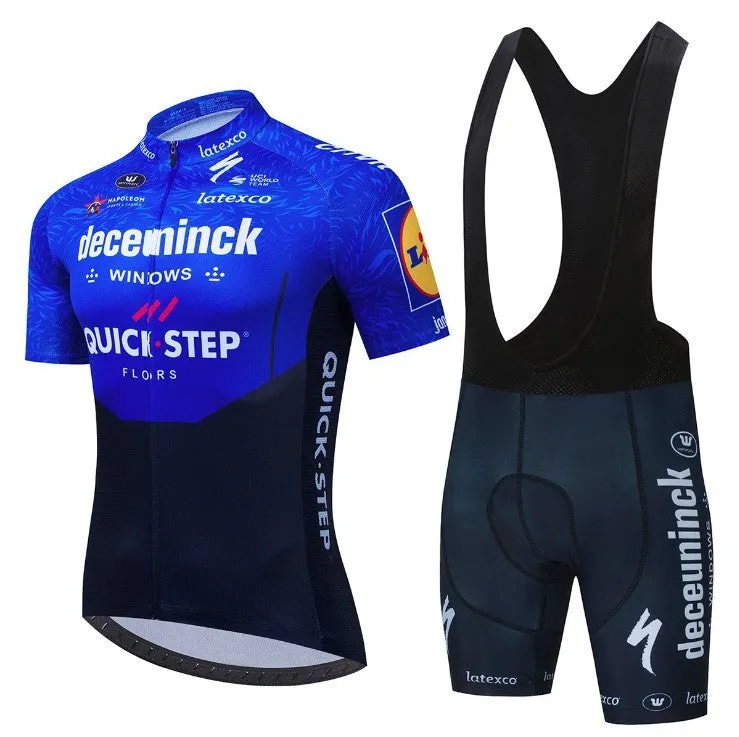 Breathable mesh cycling suit set for men and women, top and trousers, plain pattern, summer activewear