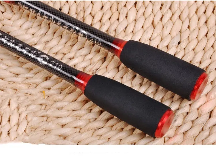 MH shrinking carbon fishing rod with straight shank handle collapsed to 60cm for portable storage