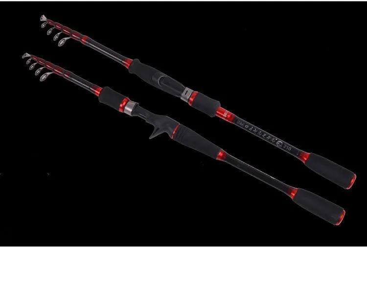 MH shrinking carbon fishing rod with straight shank handle collapsed to 60cm for portable storage