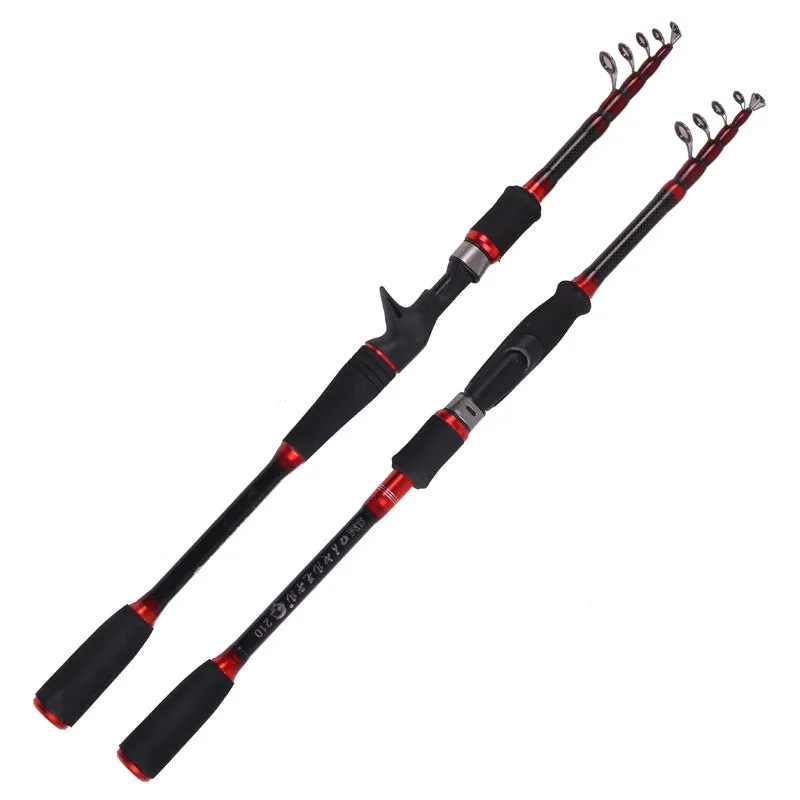 MH shrinking carbon fishing rod with straight shank handle collapsed to 60cm for portable storage